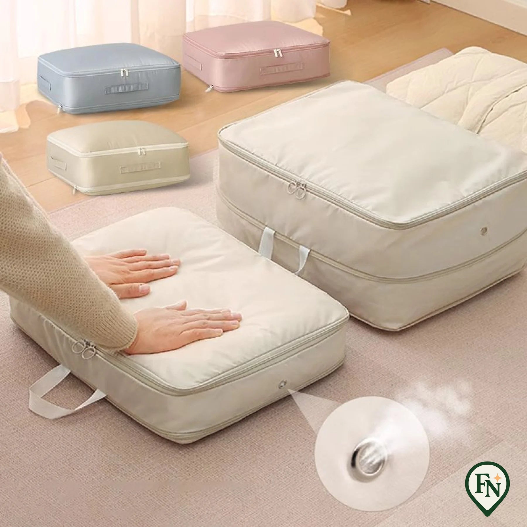 Compressie Opbergtas Beige / Groot - 54*42*30 cm