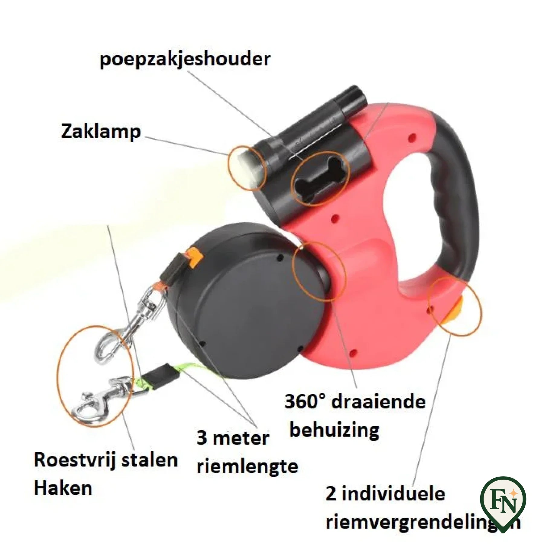 DualPaw™ – Wandel ontspannen met twee honden tegelijk Rood