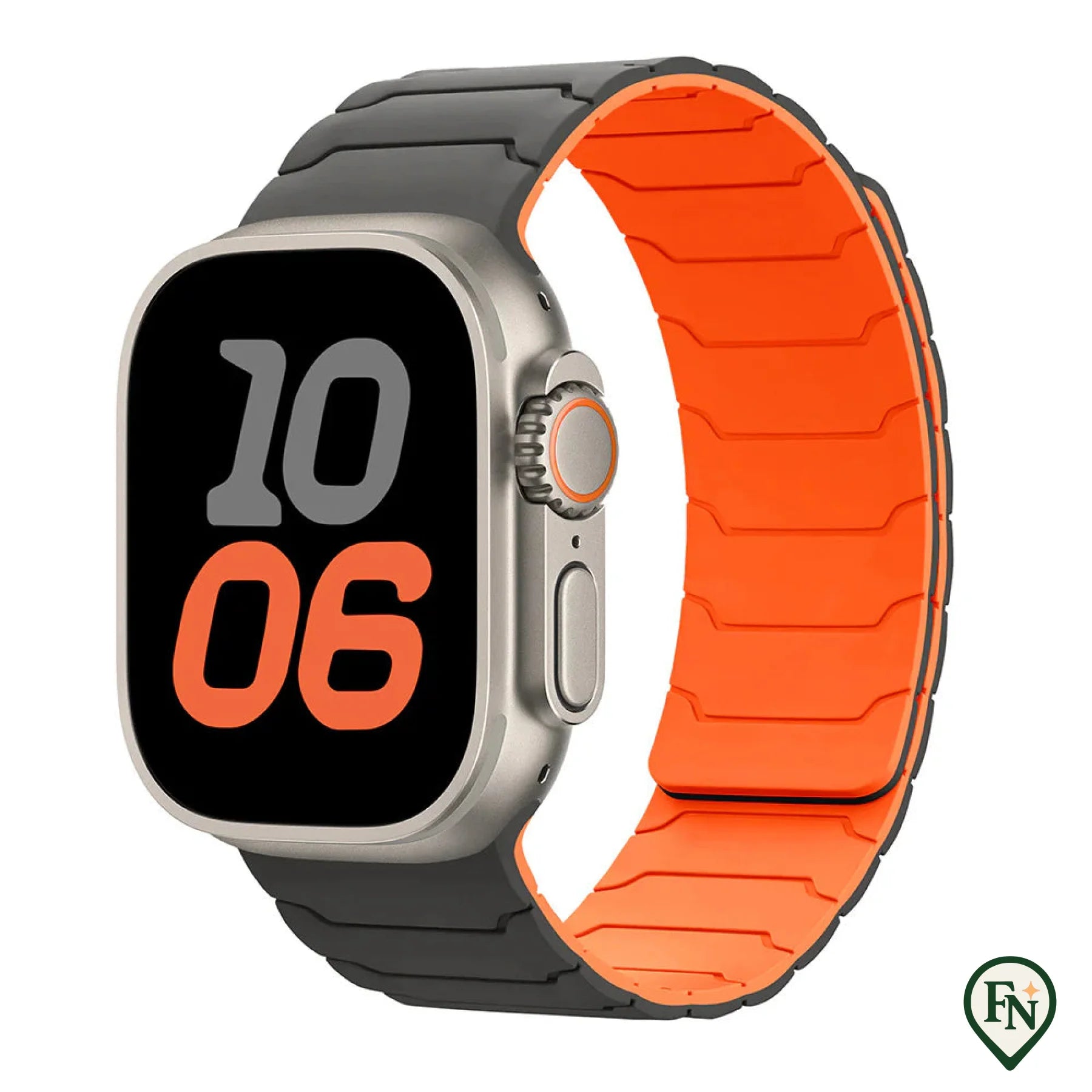 FlexiMag™ Apple – De Magnetische Apple Watch Band met Perfecte Pasvorm Grijs Oranje / 49mm/46mm/45mm/44mm