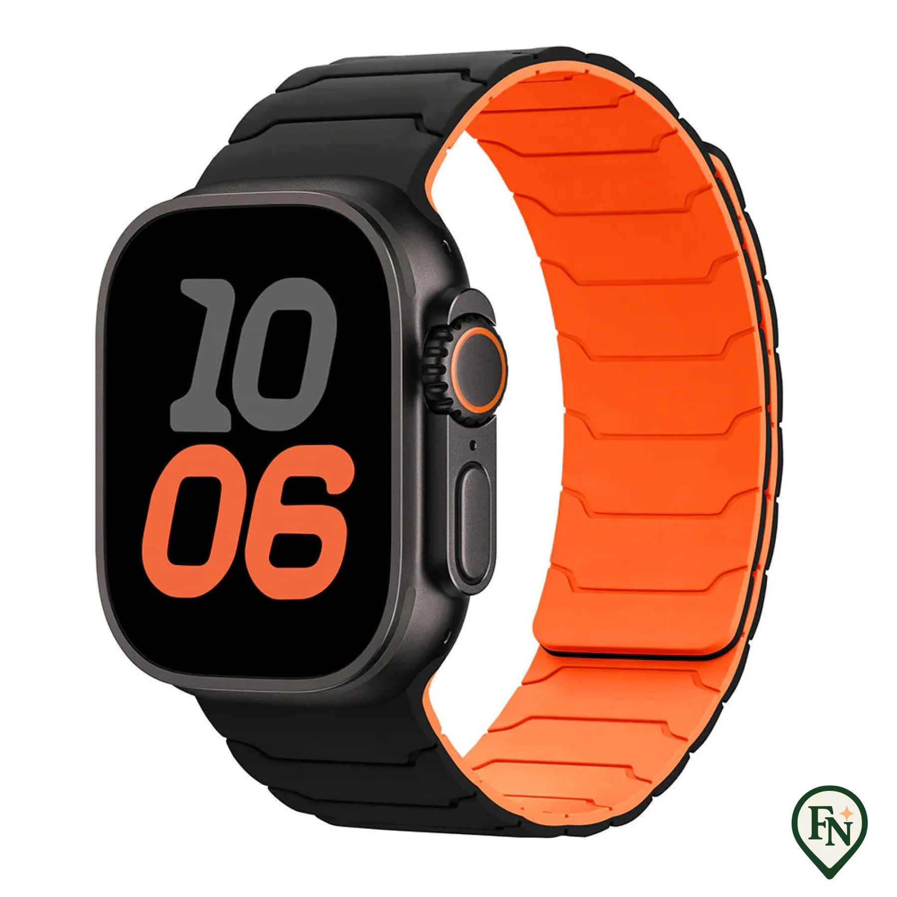 FlexiMag™ Apple – De Magnetische Apple Watch Band met Perfecte Pasvorm Zwart Oranje / 49mm/46mm/45mm/44mm