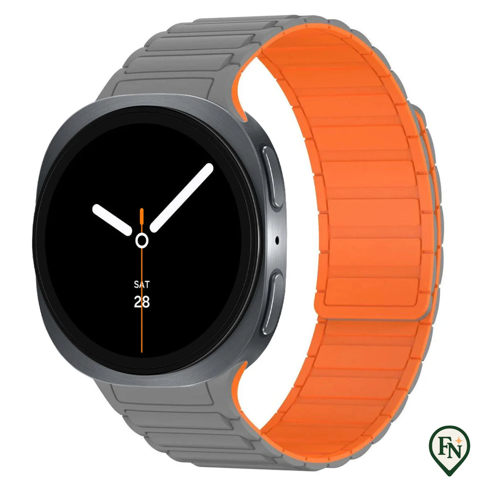 FlexiMag™ Samsung – Stijlvolle Magnetische Band voor Galaxy Watch Grijs Oranje / Galaxy Watch8 40mm/44mm