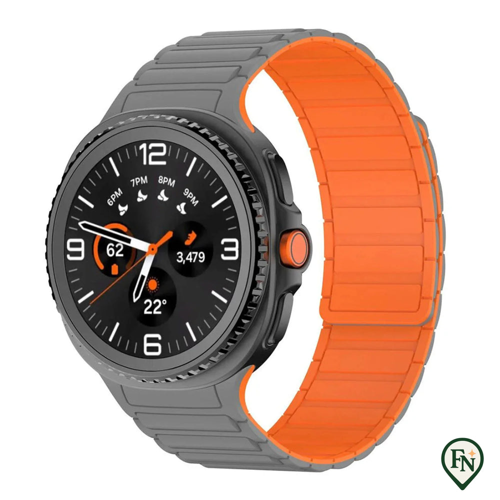 FlexiMag™ Samsung – Stijlvolle Magnetische Band voor Galaxy Watch Grijs Oranje / Galaxy Watch8 Classic 46mm