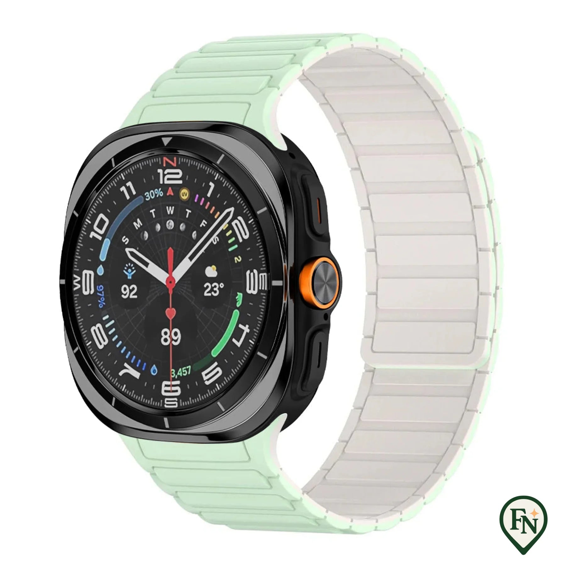 FlexiMag™ Samsung – Stijlvolle Magnetische Band voor Galaxy Watch Groen Wit / Galaxy Watch Ultra 47mm