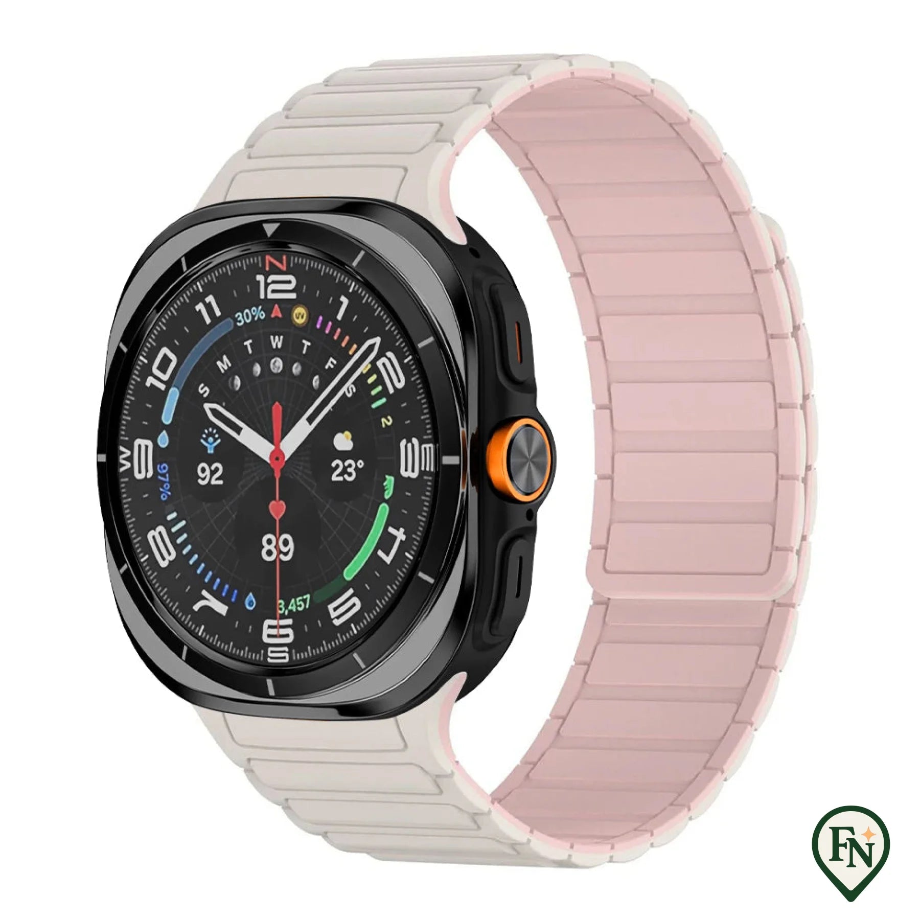 FlexiMag™ Samsung – Stijlvolle Magnetische Band voor Galaxy Watch Wit Roze / Galaxy Watch Ultra 47mm