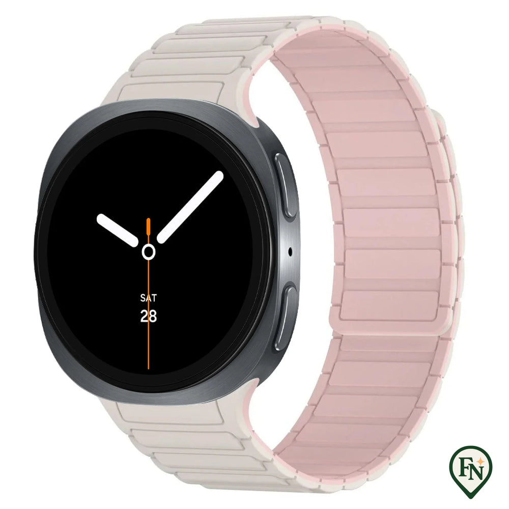 FlexiMag™ Samsung – Stijlvolle Magnetische Band voor Galaxy Watch Wit Roze / Galaxy Watch8 40mm/44mm
