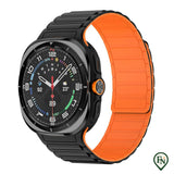FlexiMag™ Samsung – Stijlvolle Magnetische Band voor Galaxy Watch Zwart Oranje / Galaxy Watch Ultra 47mm