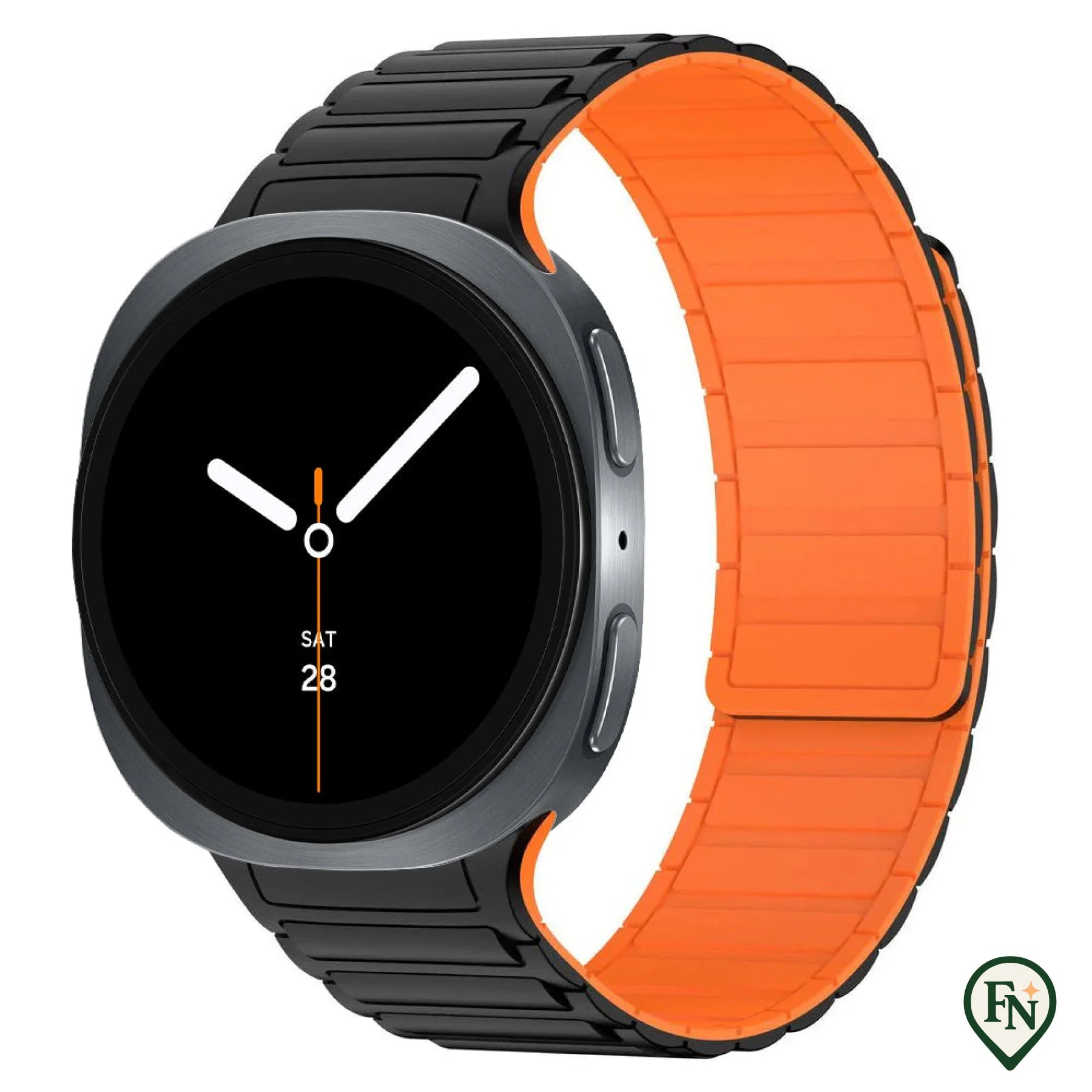 FlexiMag™ Samsung – Stijlvolle Magnetische Band voor Galaxy Watch Zwart Oranje / Galaxy Watch8 40mm/44mm