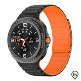 FlexiMag™ Samsung – Stijlvolle Magnetische Band voor Galaxy Watch Zwart Oranje / Galaxy Watch8 Classic 46mm
