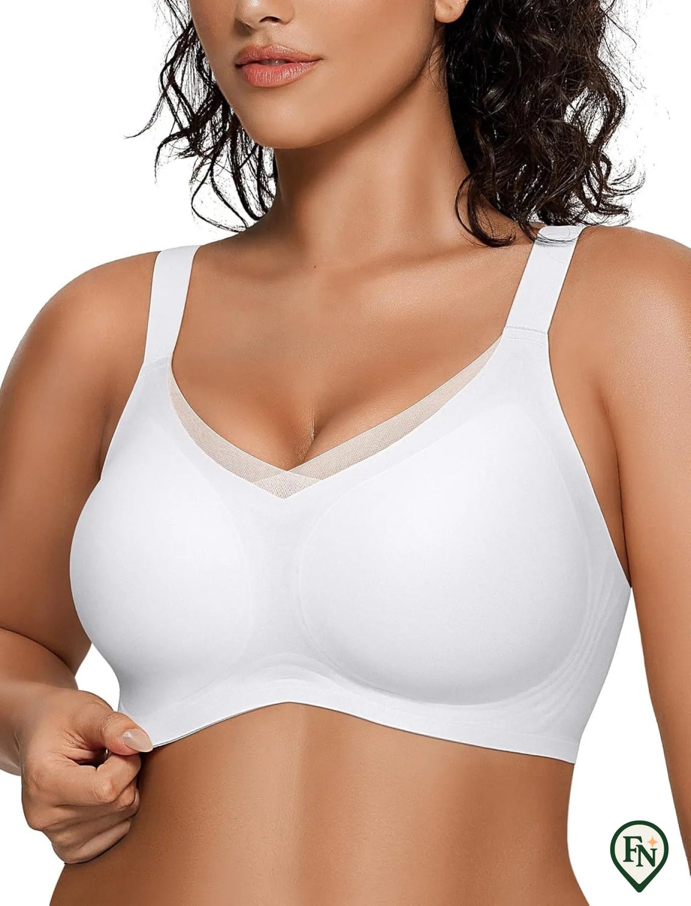 Draadloze Soft Comfort Beha met V-Hals Jelly Strip Wit / S (70B-D / 75A)