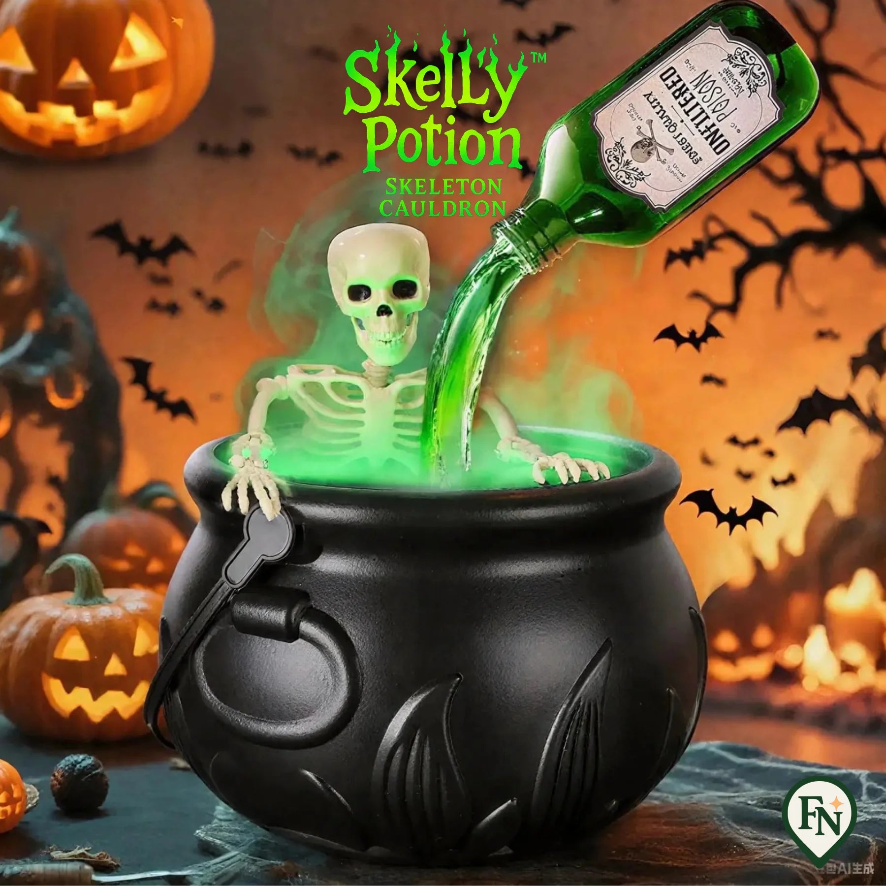SkellyPotion™ Skeleton Cauldron – Laat Halloween Bruisen van Magie